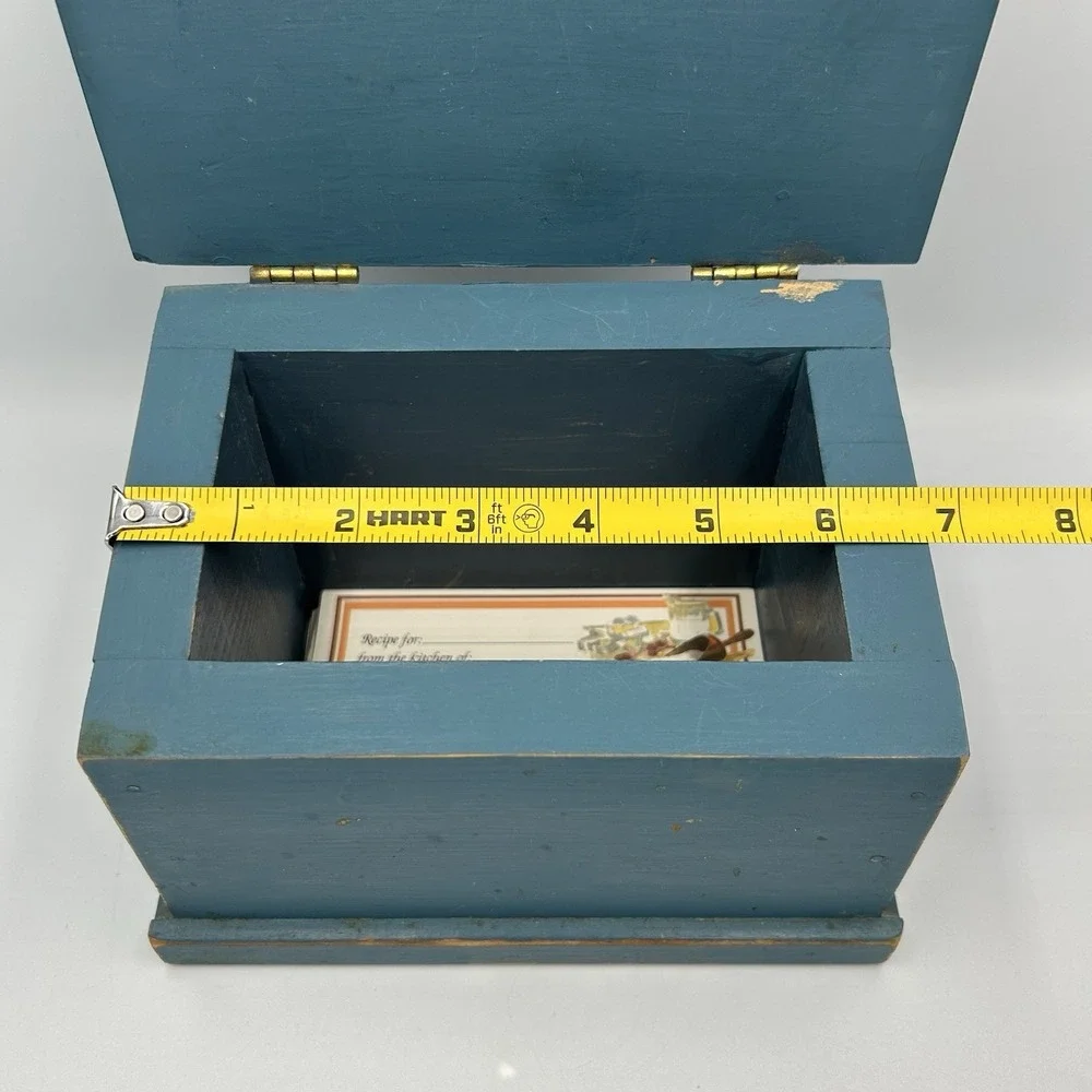 Vintage Wooden Recipe Hinged File Box Kitchen Farmhouse Cottagecore Pigs